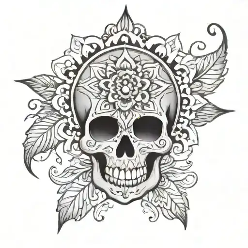 mandala, skull, flower tattoo design idea