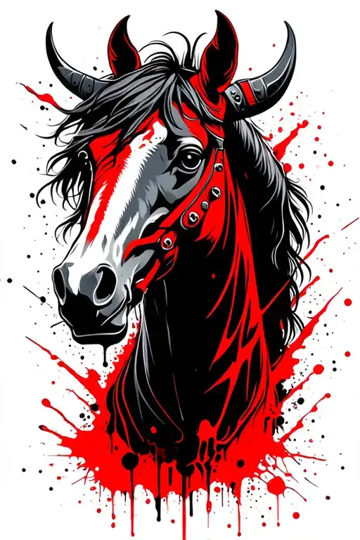 Viking horse head And I roll tattoo design idea