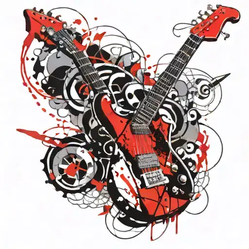 electric guitar,  udjat, libra tattoo design idea