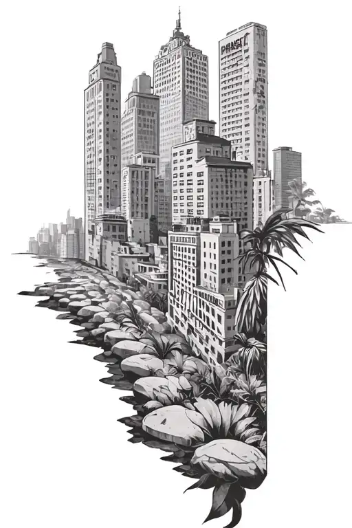 concrete jungle tattoo design idea