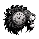 lion clock tattoo design idea