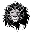 lion clock tattoo design idea