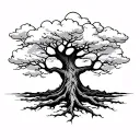 Blackout tree with cloud backgound background tattoo design idea