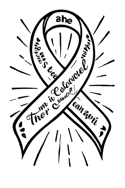 Cancer ribbon with name and bible verse tattoo design idea