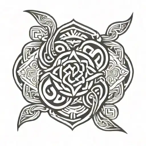 tribal tibetan knot arm band tattoo design idea