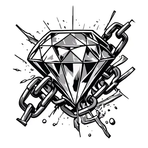 A tattoo of a diamond with a broken chain around it, symbolizing your rise above challenges and obstacles in life tattoo design idea