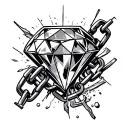 A tattoo of a diamond with a broken chain around it, symbolizing your rise above challenges and obstacles in life tattoo design idea