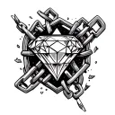 A tattoo of a diamond with a broken chain around it, symbolizing your rise above challenges and obstacles in life tattoo design idea
