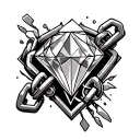 A tattoo of a diamond with a broken chain around it, symbolizing your rise above challenges and obstacles in life tattoo design idea