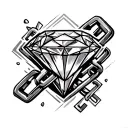 A tattoo of a diamond with a broken chain around it, symbolizing your rise above challenges and obstacles in life tattoo design idea