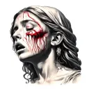 Virgin crying with shadow tattoo design idea