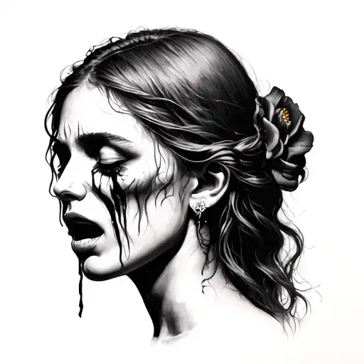Virgin crying with shadow tattoo design idea