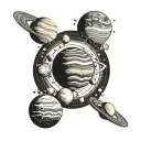 solar system with each planet tattoo design idea