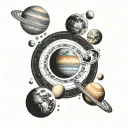 solar system with each planet tattoo design idea