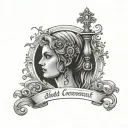 Themis goddes with quote blood of the covenant is thicker than the water of the womb  tattoo design idea