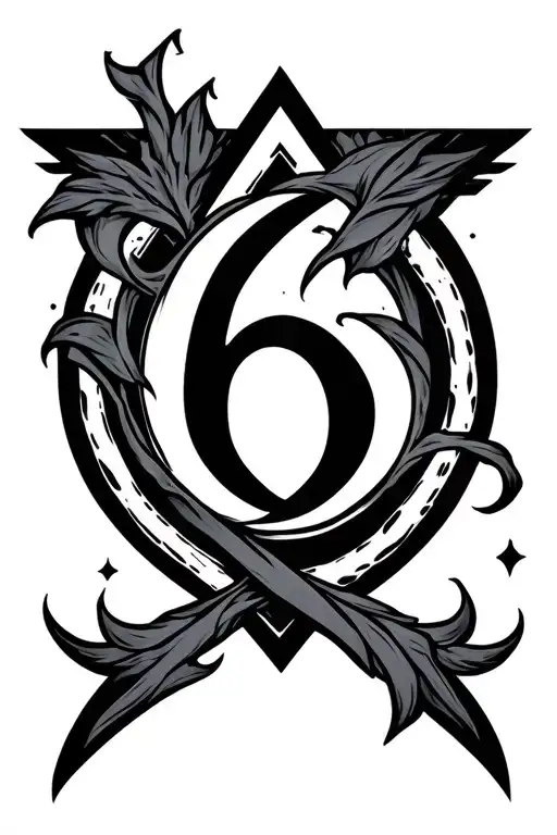 triangle with number six inside it tattoo design idea