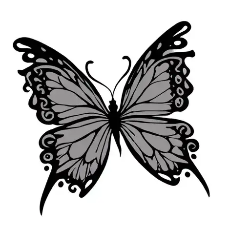 modern tribal butterfly tramp stamp  tattoo design idea