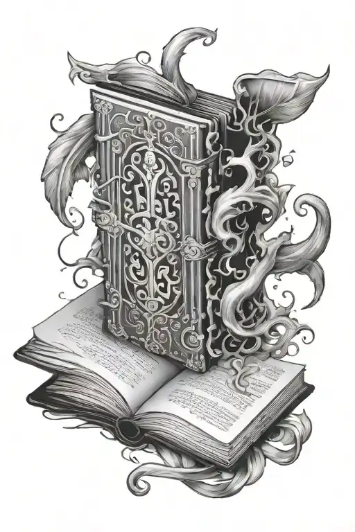 fantasy book tattoo design idea
