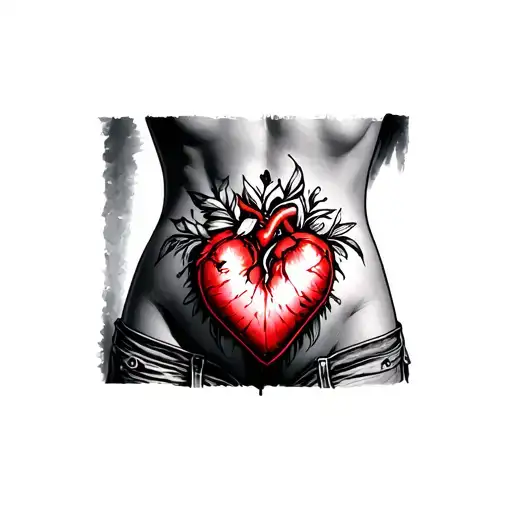 A heart on the buttock tattoo design idea