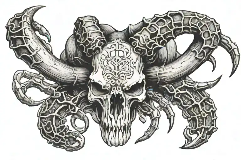 bull skull and scorpion tattoo design idea