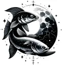 Cancer Sun + Cancer Rising + Pisces MoonPisces fish swimming towards the moon include cancer constellation the cancer z tattoo design idea