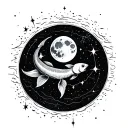 Cancer Sun + Cancer Rising + Pisces MoonPisces fish swimming towards the moon include cancer constellation the cancer z tattoo design idea