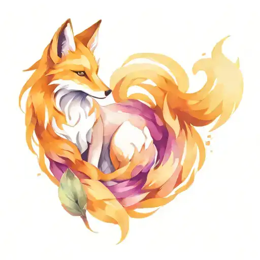 nine tailed foxes tattoo design idea