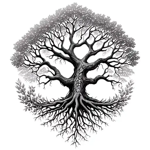 tree of life with the roots being the human nervous system tattoo design idea