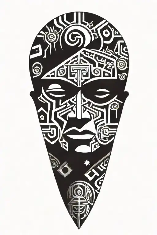 religion, war, life and Aztec tattoo design idea