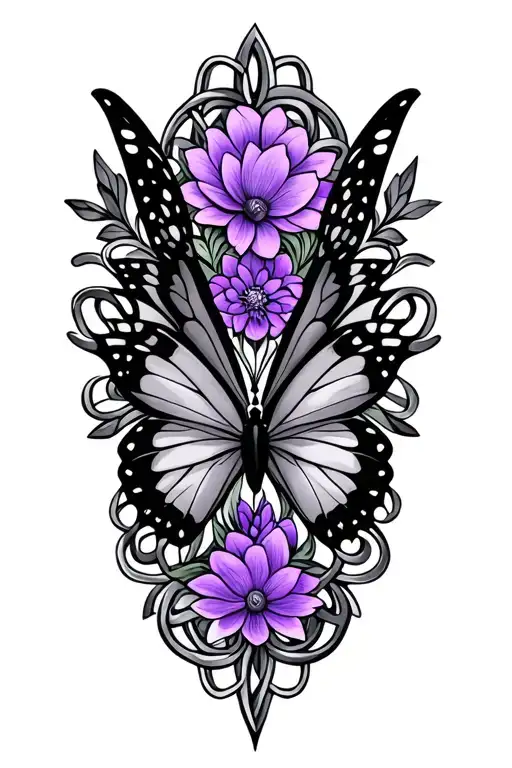 floral, celtic knot butterfly, purple accent' tattoo design idea