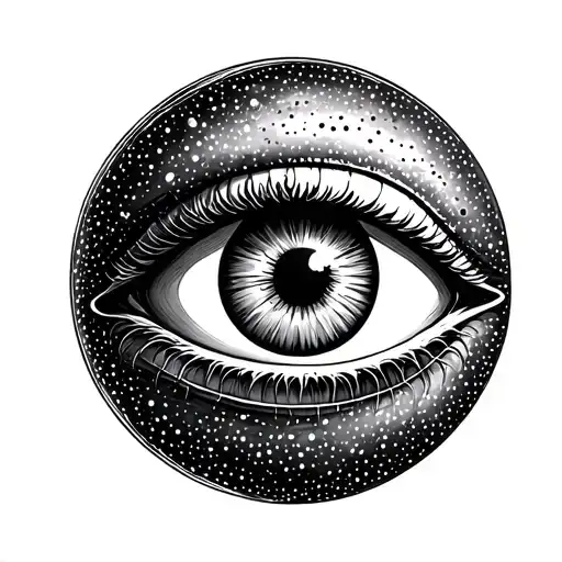 Cosmic ball with eye tattoo design idea