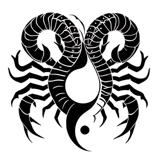 Scorpion and Ram Yin Yang tattoo design idea