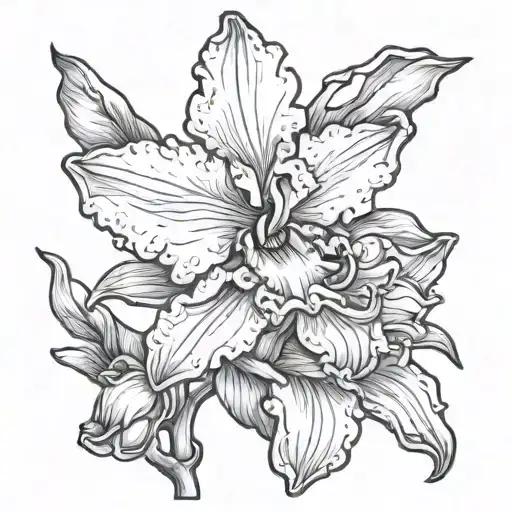 cattleya orchid blooming tattoo design idea