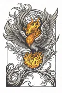 Phoenix rising from flames tattoo design idea