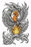 Phoenix rising from flames tattoo design idea
