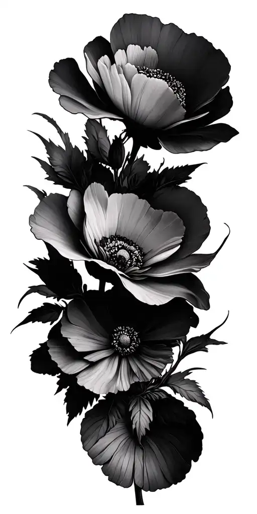 coquelicot flowers covering tattoo design idea