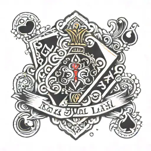 royal flush hand tattoo design idea