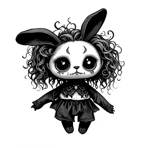 sad cute creepy bunny voodoo doll vampire tattoo design idea