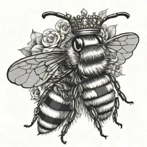 bee wearing a crown tattoo design idea