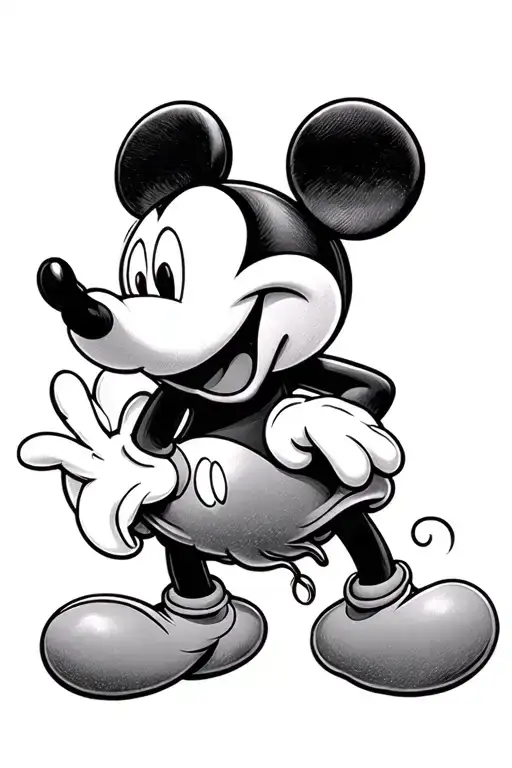 I want a unique tattoo of Mickey Mouse’s head like an outline of it some where in that tattoo I want minnie to be incorp tattoo design idea