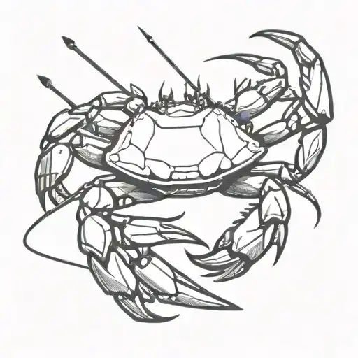 a crab with a bow and arrow tattoo design idea