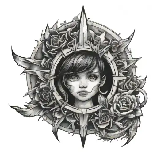 broken halo tattoo design idea
