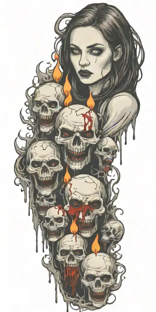 multiple vampire blood women candle witchcraft tattoo design idea