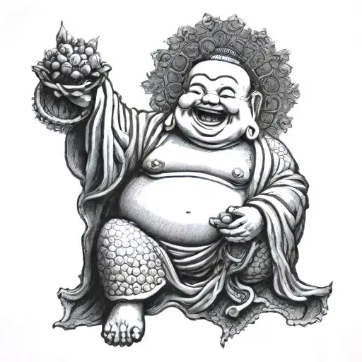 laughing Buddha tattoo design idea