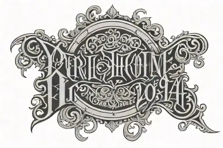 Year 2004 gothic lettering style with a background tattoo design idea