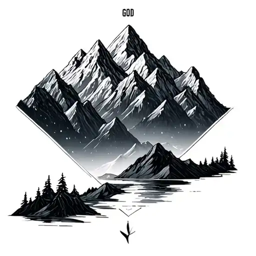 God Greater Than Highs And Lows with mountains  tattoo design idea