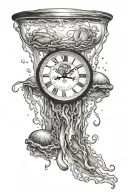jellyfish and dissolving clock tattoo design idea