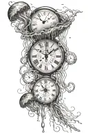 jellyfish and dissolving clock tattoo design idea