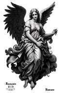 "Romans 12:13" Angel tattoo design idea