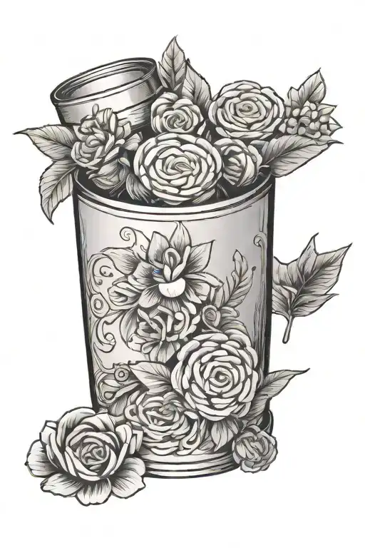 coin collector, flowers, can of chicken noodle soup tattoo design idea